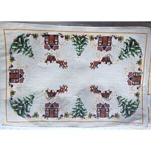 Huntington Home 4 Reversible Christmas Placemats Santa Reindeer Gingerbread Tree